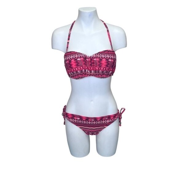 La Vie En Rose Pink Geometric Bikini Size Medium - Picture 1 of 9